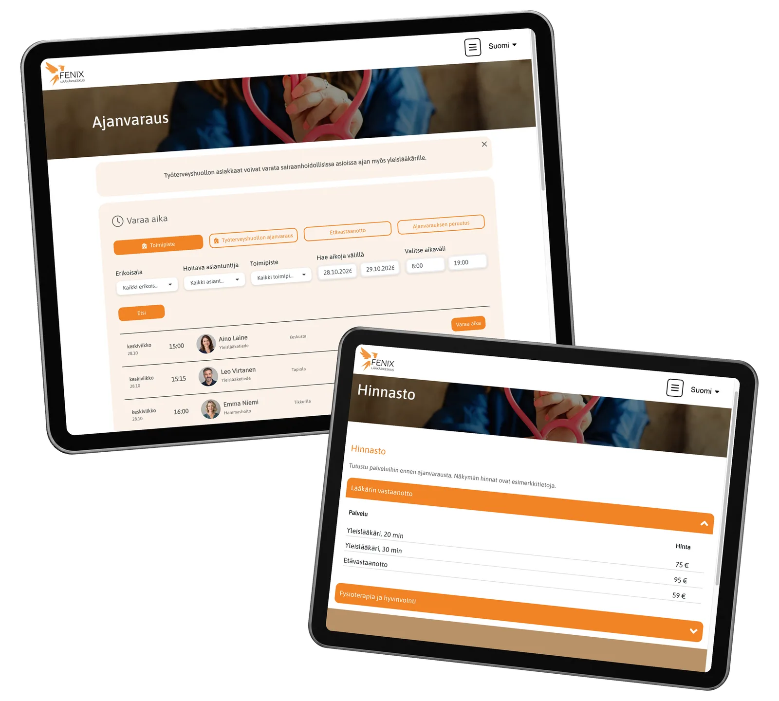 Fenix application: Bring practical choices together before the visit. Real interface with fictional demonstration data.